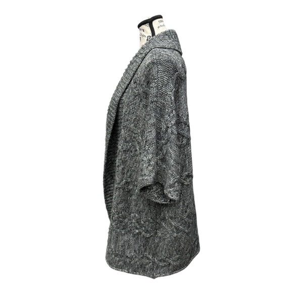 Cozy Girl Aesthetic Oversized Chunky Cable Knit Cocoon Cardigan Gray - Picture 3 of 7